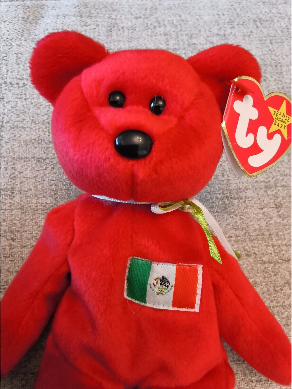 Retired Rare Ty Beanie Baby 1999 Red Osito Bear Mexico Tag P.E. Pellets